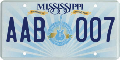 MS license plate AAB007