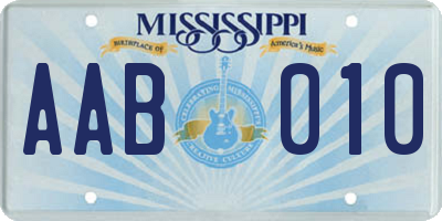 MS license plate AAB010