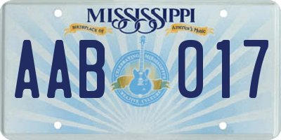 MS license plate AAB017