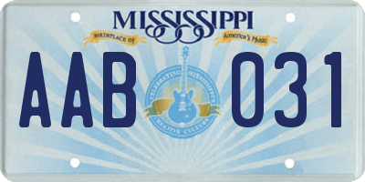 MS license plate AAB031