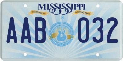 MS license plate AAB032
