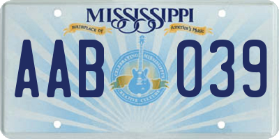MS license plate AAB039