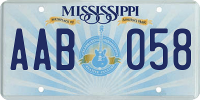 MS license plate AAB058