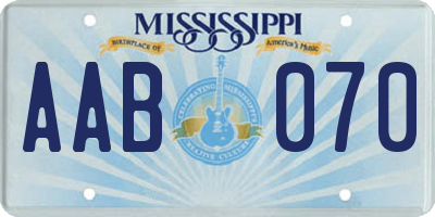 MS license plate AAB070