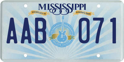 MS license plate AAB071