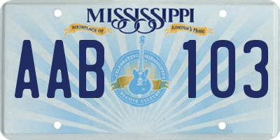 MS license plate AAB103