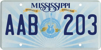 MS license plate AAB203