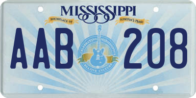 MS license plate AAB208