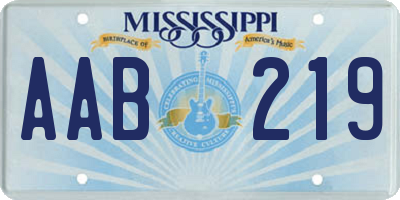 MS license plate AAB219