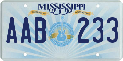 MS license plate AAB233