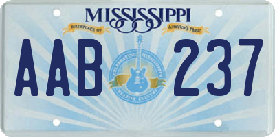 MS license plate AAB237