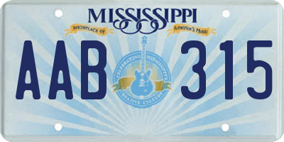 MS license plate AAB315