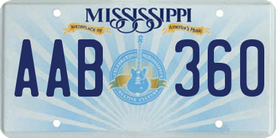 MS license plate AAB360