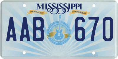MS license plate AAB670