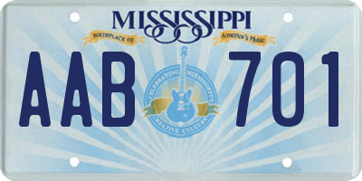 MS license plate AAB701