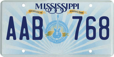 MS license plate AAB768