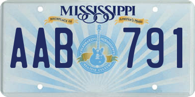 MS license plate AAB791