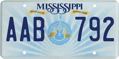 MS license plate AAB792
