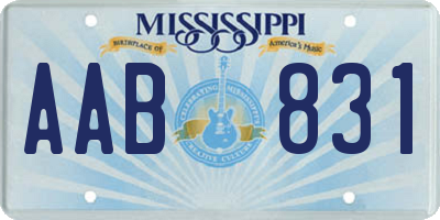 MS license plate AAB831