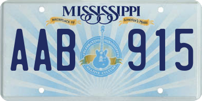 MS license plate AAB915