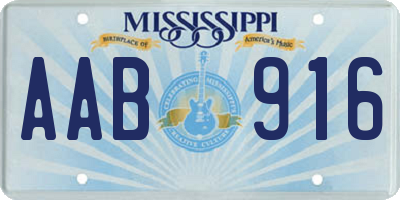 MS license plate AAB916