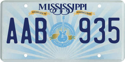 MS license plate AAB935