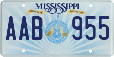 MS license plate AAB955