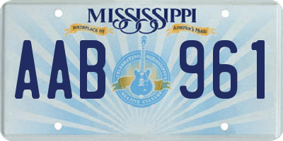 MS license plate AAB961