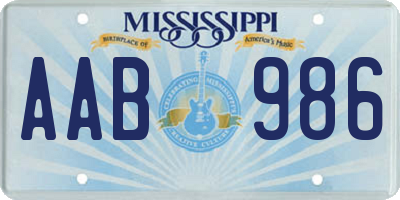 MS license plate AAB986