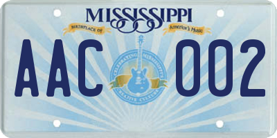MS license plate AAC002