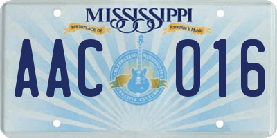 MS license plate AAC016