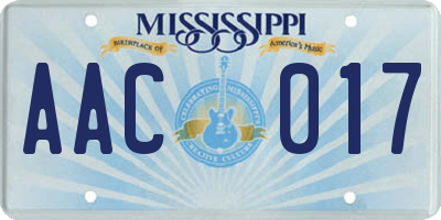 MS license plate AAC017