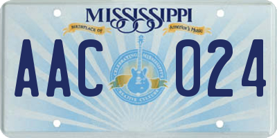 MS license plate AAC024