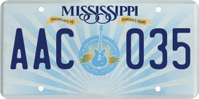 MS license plate AAC035