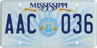 MS license plate AAC036