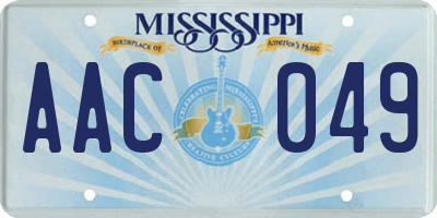 MS license plate AAC049