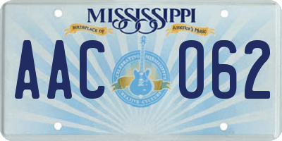 MS license plate AAC062