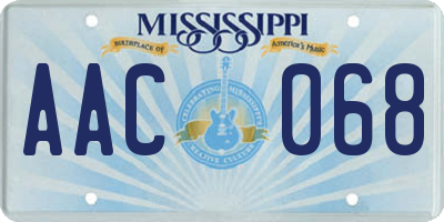 MS license plate AAC068