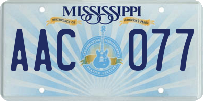 MS license plate AAC077