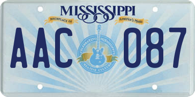 MS license plate AAC087