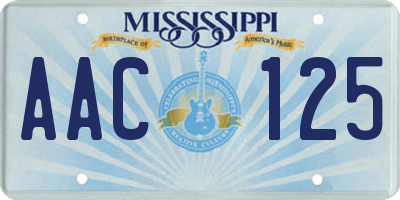 MS license plate AAC125