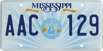 MS license plate AAC129