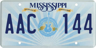 MS license plate AAC144