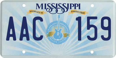 MS license plate AAC159
