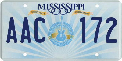 MS license plate AAC172