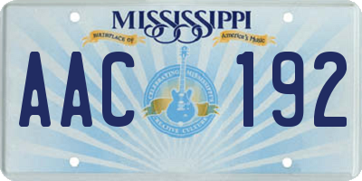MS license plate AAC192