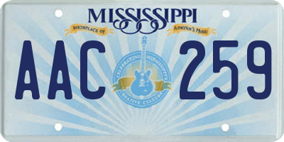 MS license plate AAC259