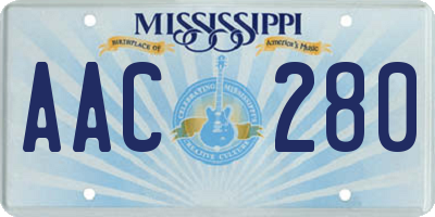 MS license plate AAC280