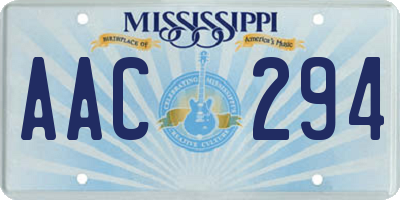 MS license plate AAC294