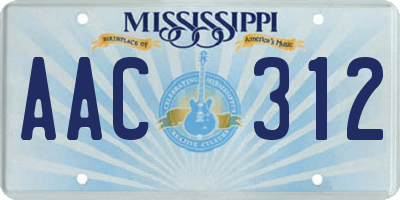 MS license plate AAC312